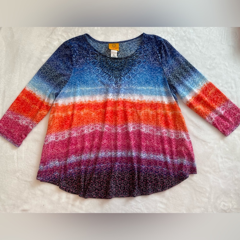 Ruby Rd Multicolor Hombre Rhinestone Knit Top. Pe… - image 1